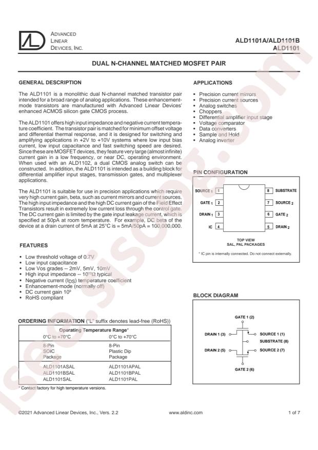 Advanced Linear Devices ALD1101SAL