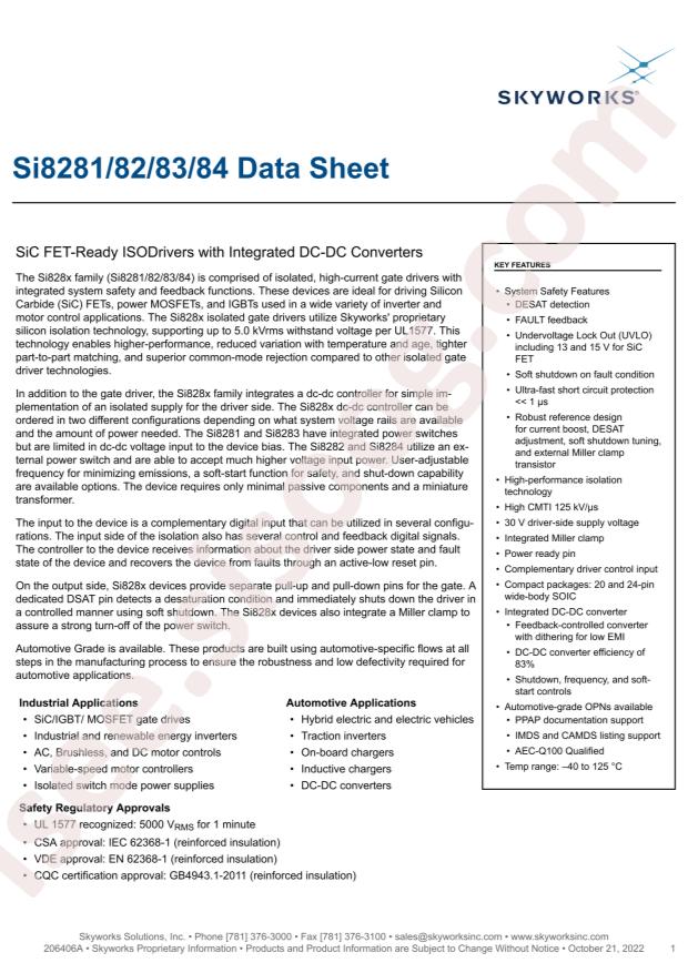 SKYWORKS SI8284CD-IS