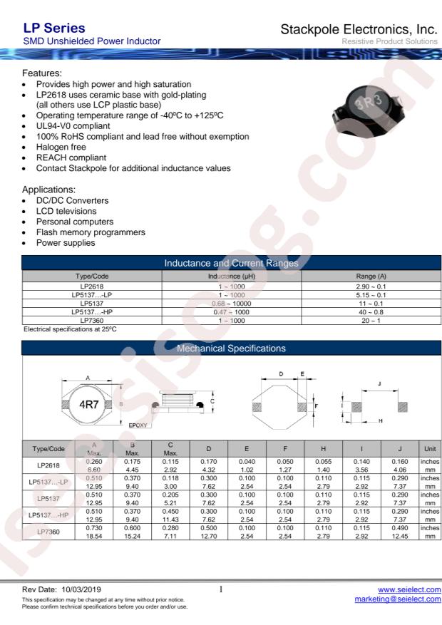 SEI(Stackpole Electronics Inc.) LP7360MT221