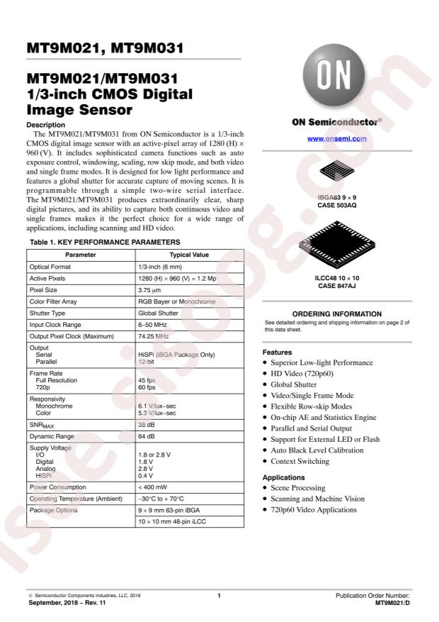 onsemi MT9M021IA3XTM-DRBR1