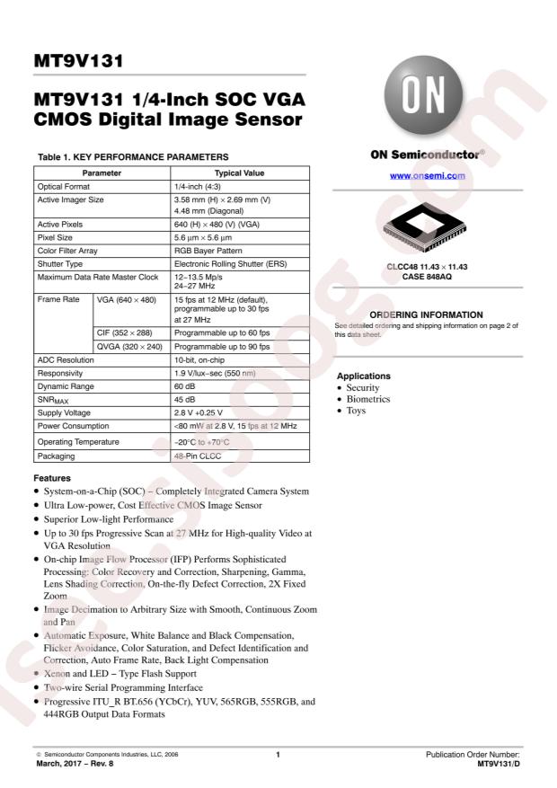 onsemi MT9V131C12STC-DR