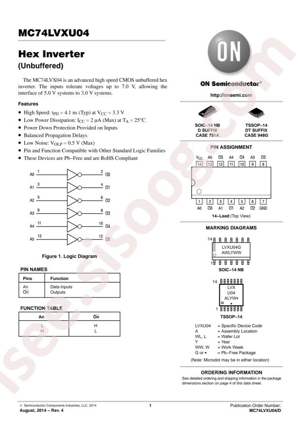 onsemi MC74LVXU04DG