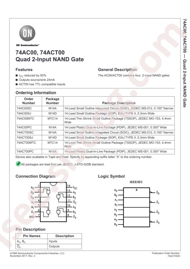 onsemi 74ACT00SC