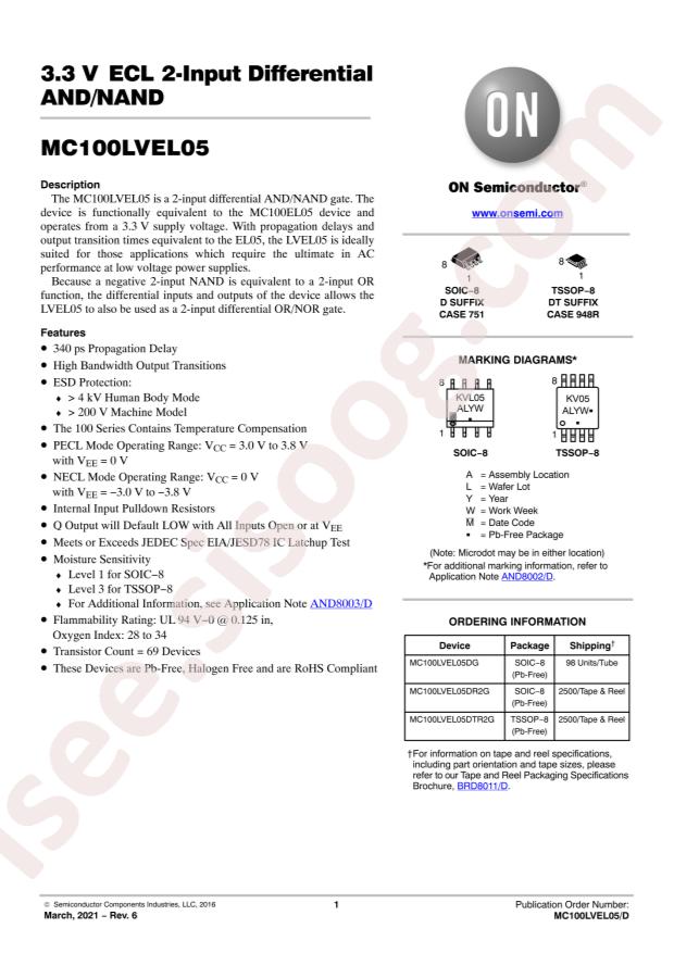 onsemi MC100LVEL05DG