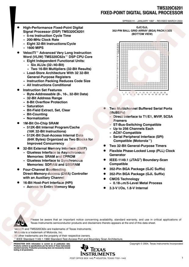 TI TMS320C6201GJC200