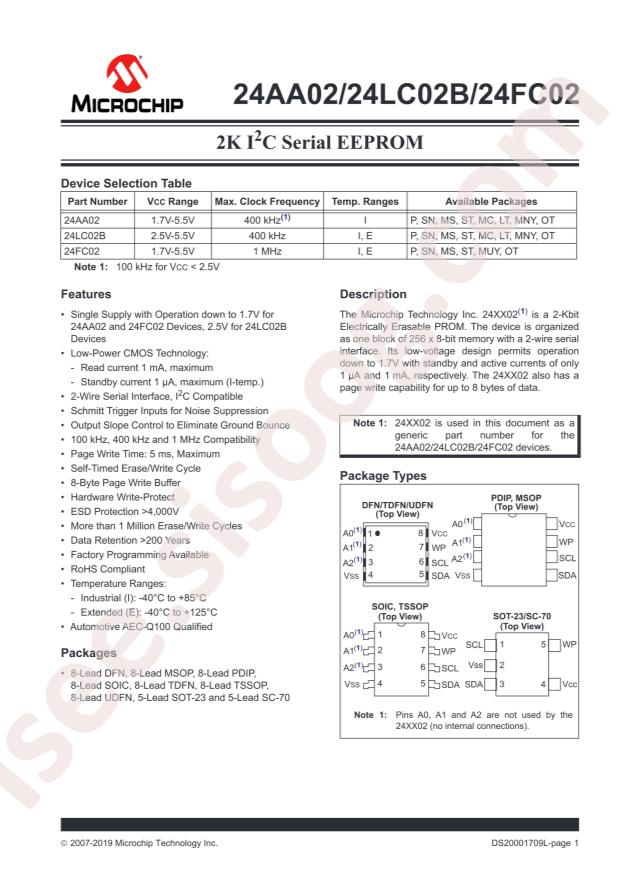 MICROCHIP 24LC02B-E/ST
