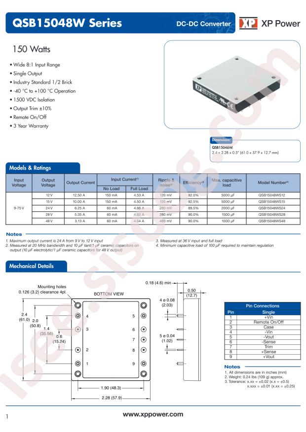 XP Power QSB15048WS48