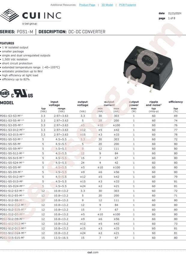 CUI PDS1-S24-S15-M-TR