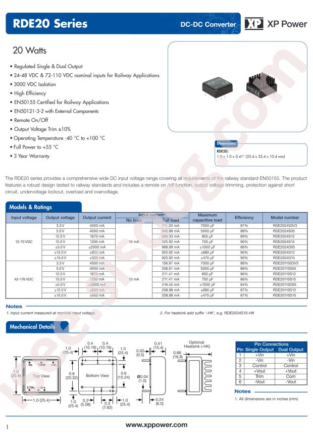 XP Power RDE20110D15