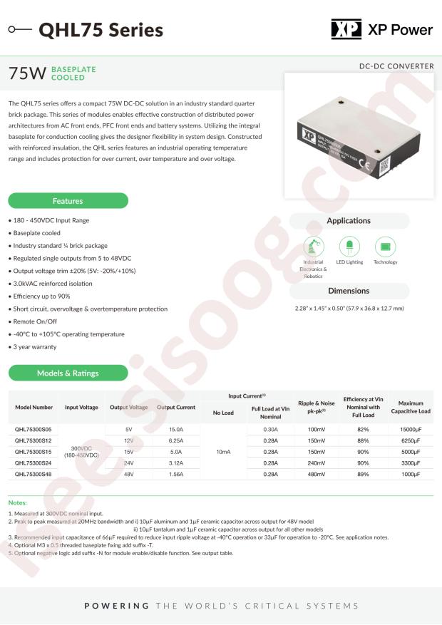 XP Power QHL75300S12