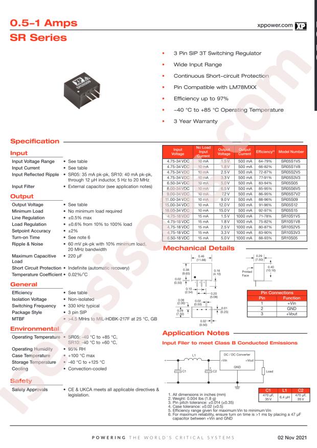 XP Power SR05S1V8