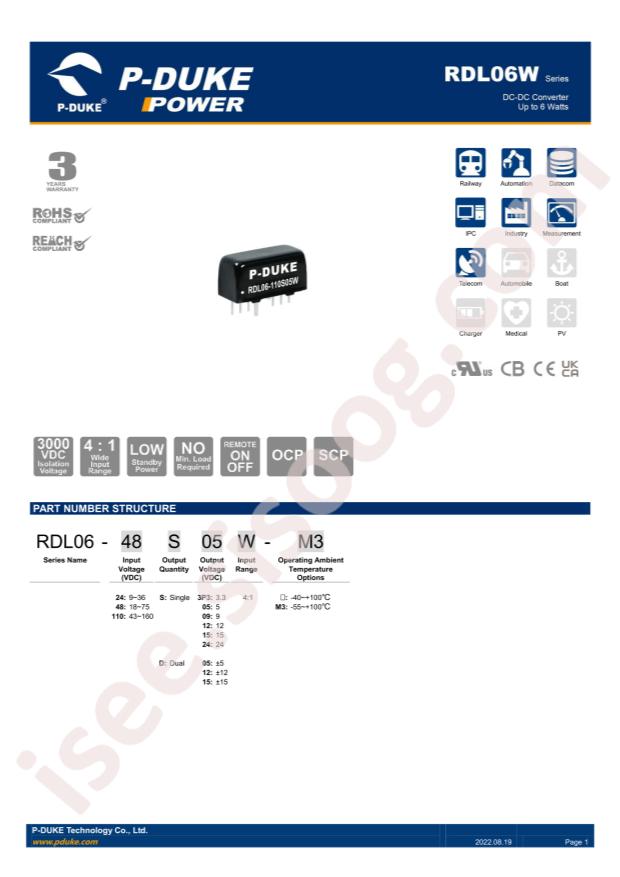 P-DUKE Technology, Inc. RDL06-48D15W