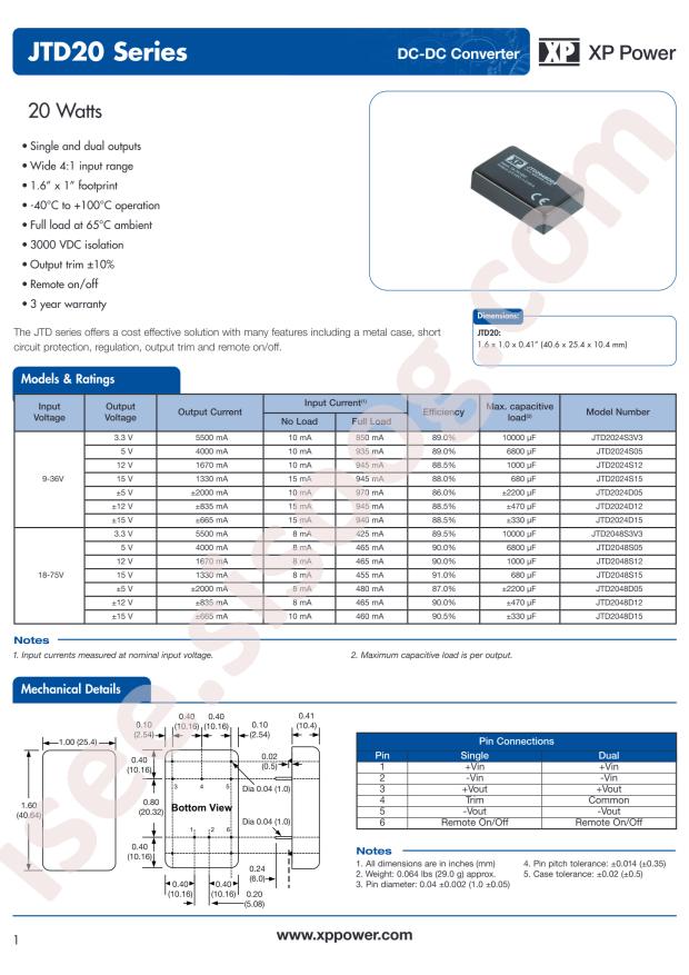 XP Power JTD2048D15