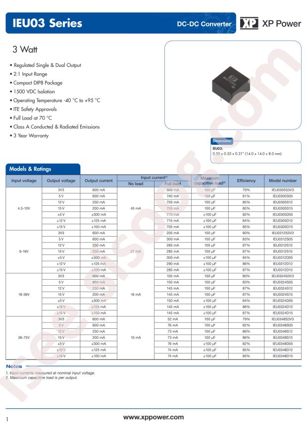 XP Power IEU0305D15