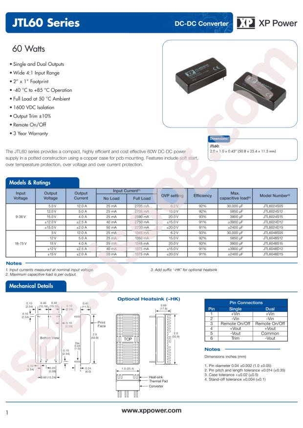 XP Power JTL6024D12