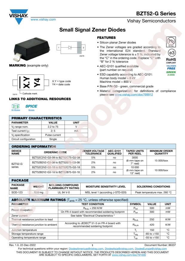 VISHAY BZT52B3V9-G3-08