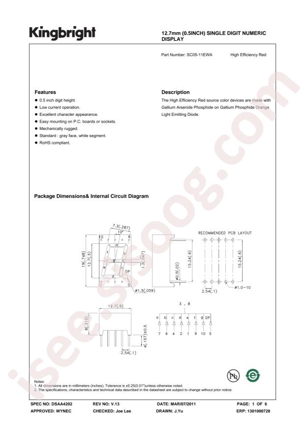 Kingbright SC05-11EWA