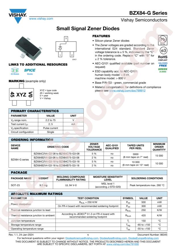 VISHAY BZX84B15-G3-18