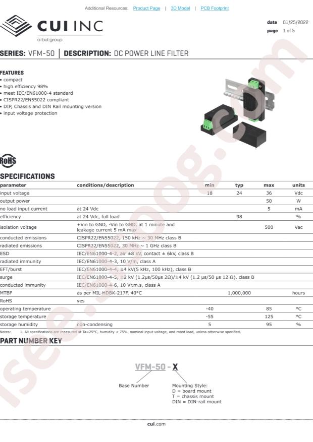 CUI VFM-50-DIN