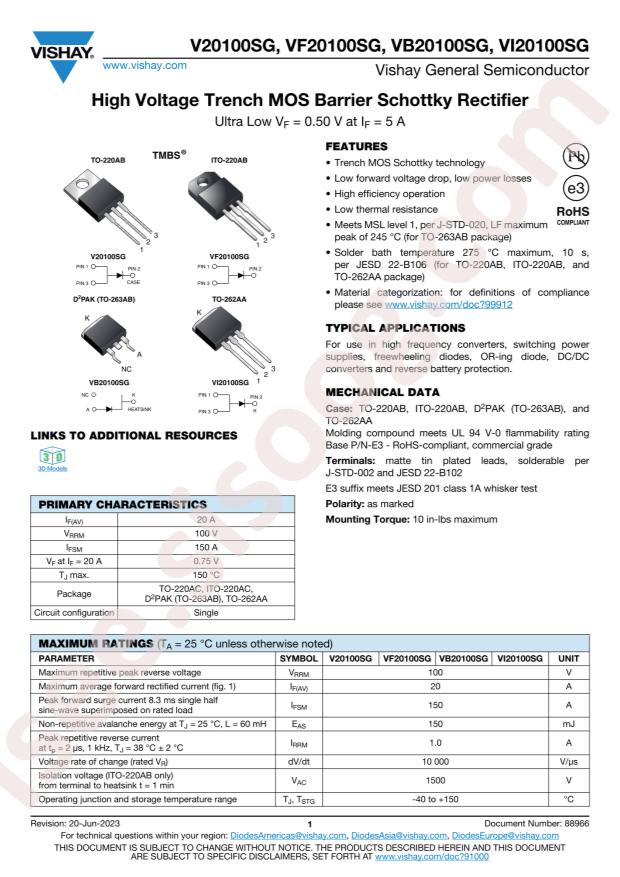 VISHAY VF20100SG-E3/4W