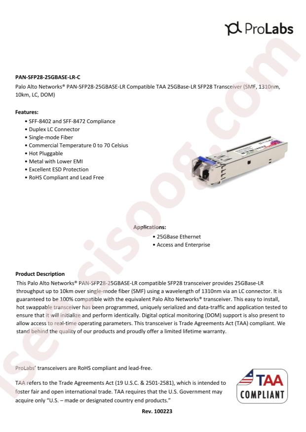 ProLabs PAN-SFP28-25GBASE-LR-C