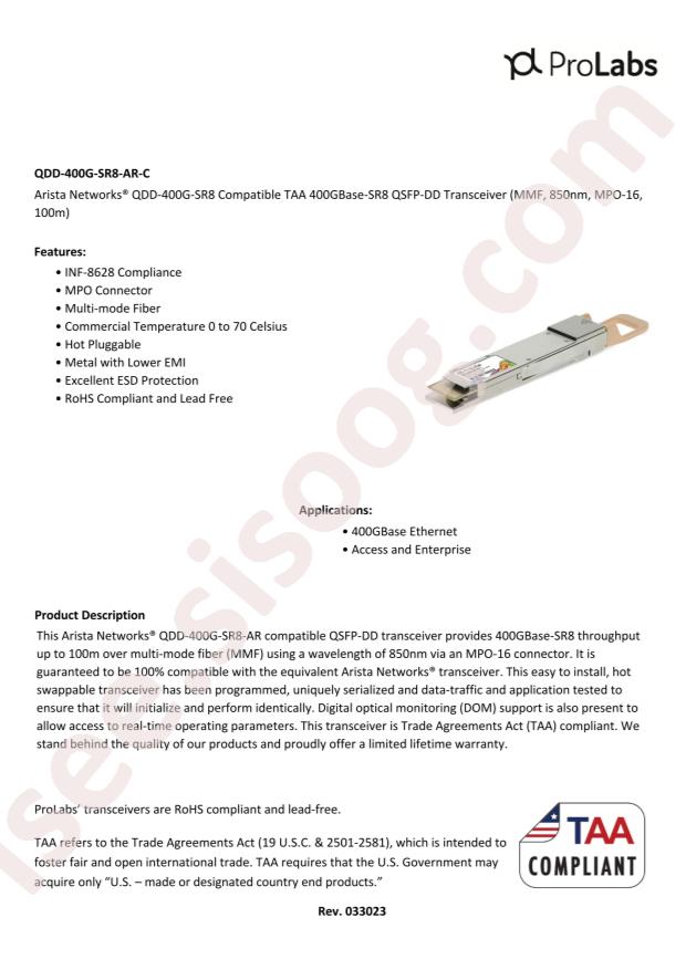 ProLabs QDD-400G-SR8-AR-C