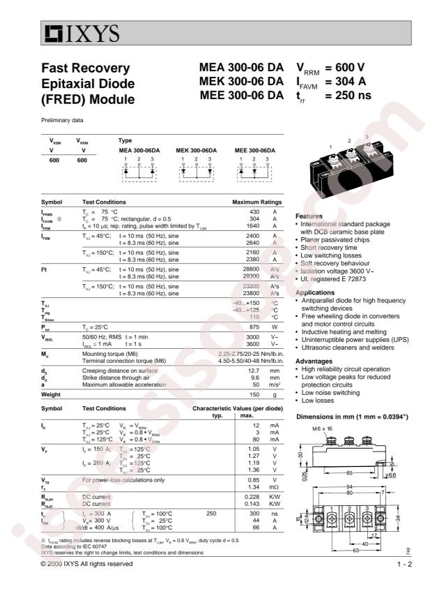 Littelfuse/IXYS MEK300-06DA