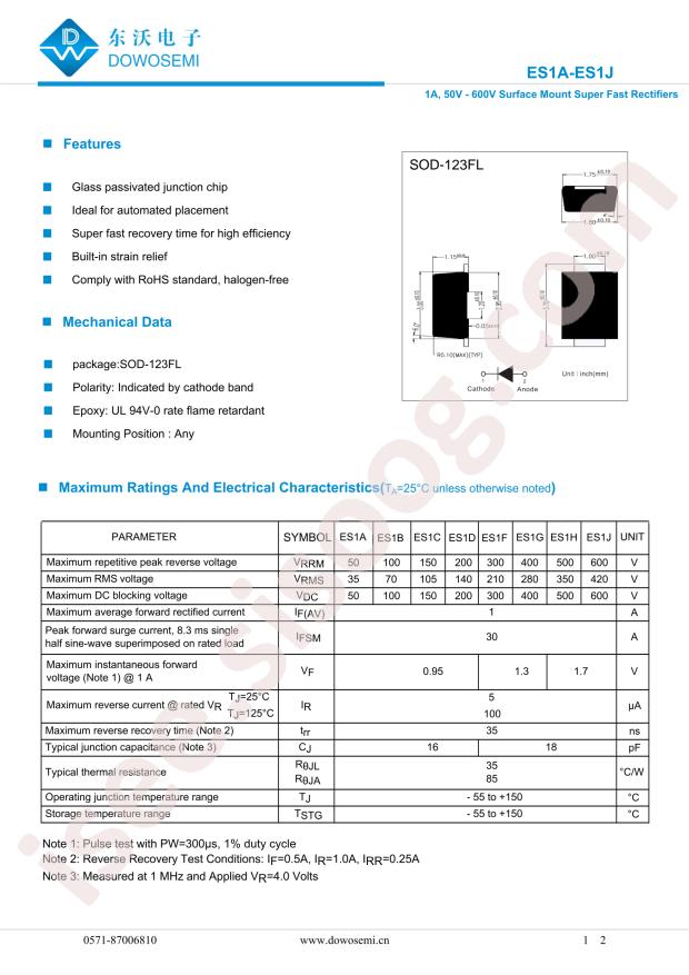 DOWO ES1D(SOD-123FL)