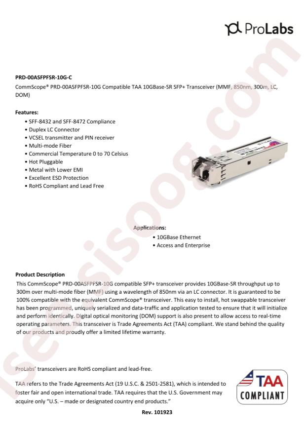 ProLabs PRD-00ASFPFSR-10G-C