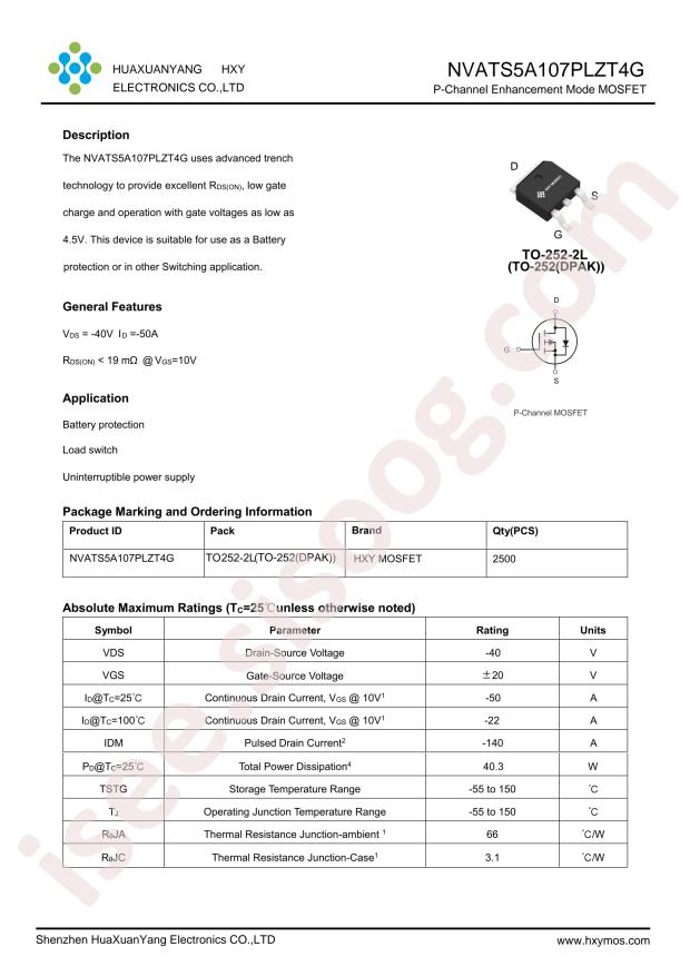 HXY MOSFET NVATS5A107PLZT4G-HXY