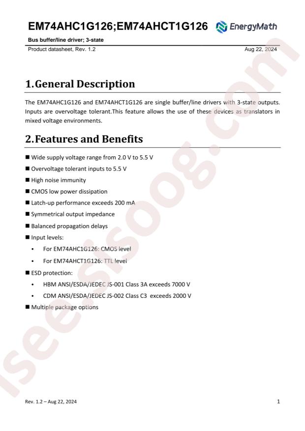 EnergyMath EM74AHCT1G126GV