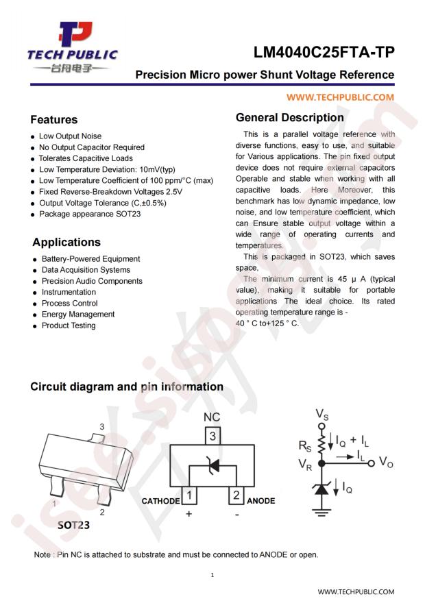TECH PUBLIC LM4040C25FTA-TP