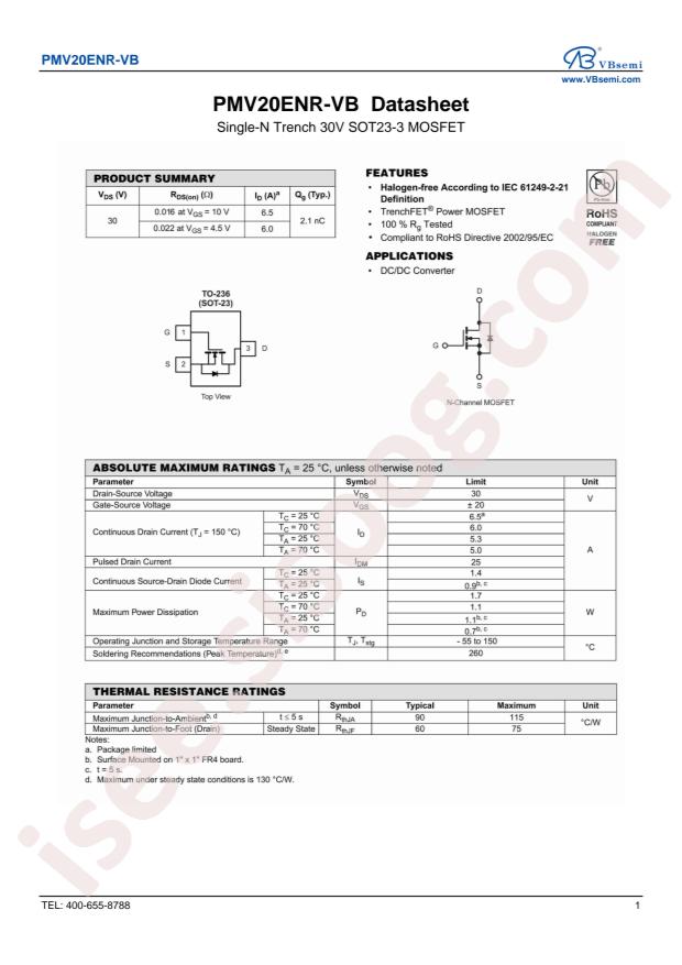 VBsemi Elec PMV20ENR-VB