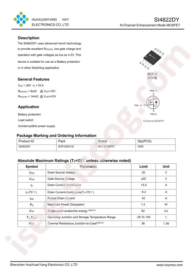 HXY MOSFET SI4822DY-HXY