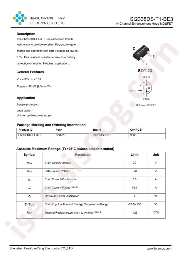 HXY MOSFET SI2338DS-T1-BE3-HXY