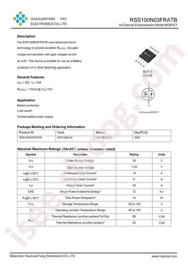 HXY MOSFET RSS100N03FRATB-HXY