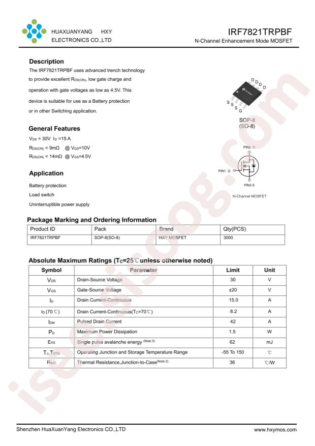 HXY MOSFET IRF7821TRPBF-HXY