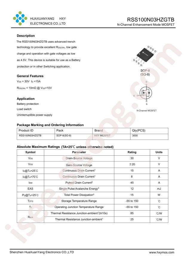 HXY MOSFET RSS100N03HZGTB-HXY