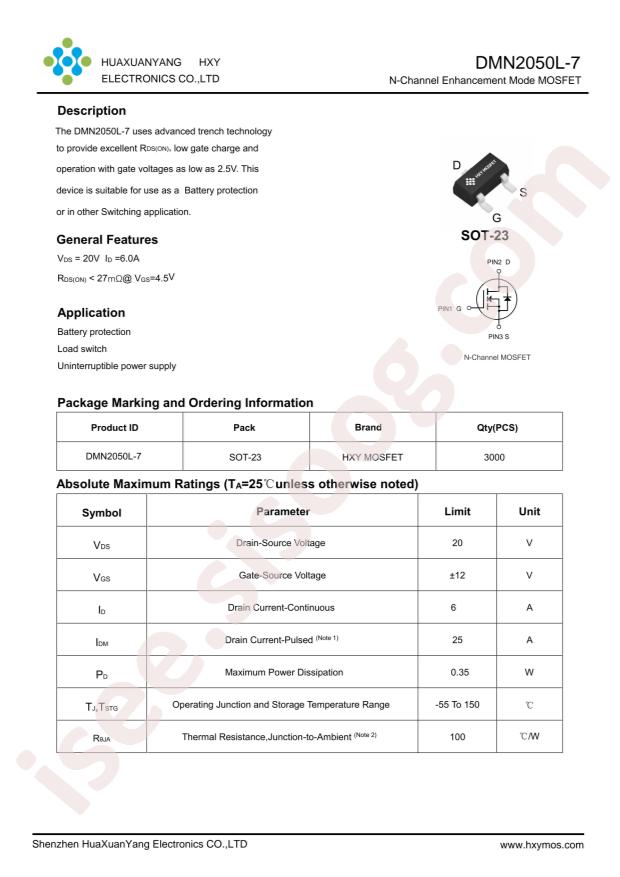 HXY MOSFET DMN2050L-7-HXY