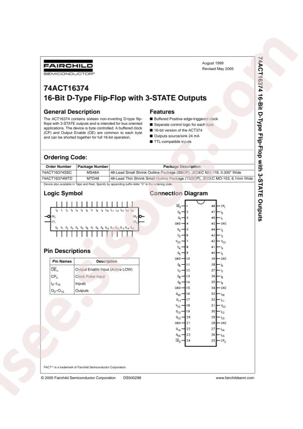 onsemi 74ACT16374SSC
