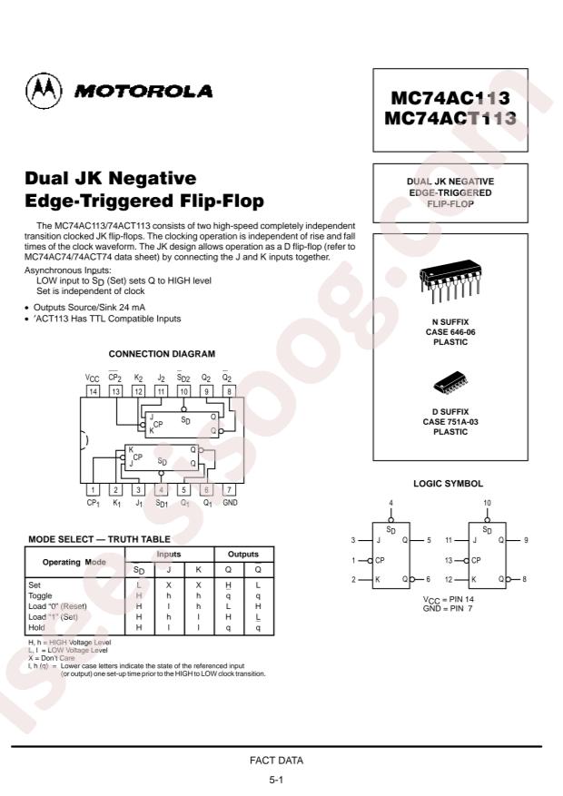 onsemi MC74ACT113D