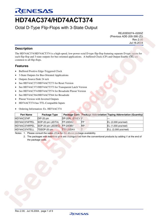 RENESAS 74ACT374FP-E
