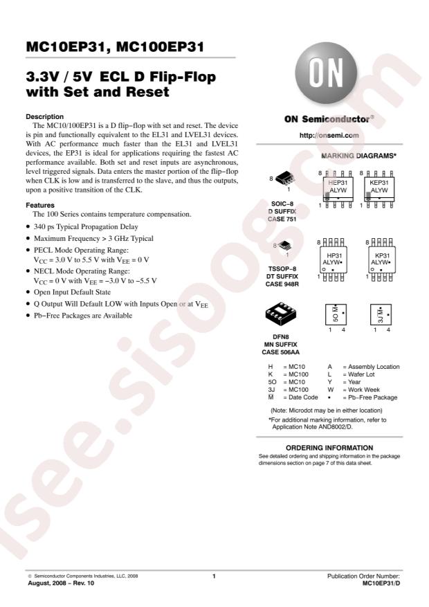 onsemi MC100EP31DT