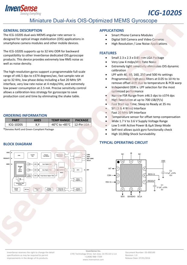 TDK InvenSense ICG-1020S