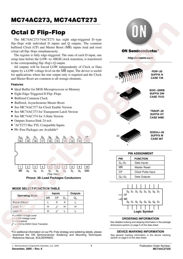 onsemi MC74ACT273MR2