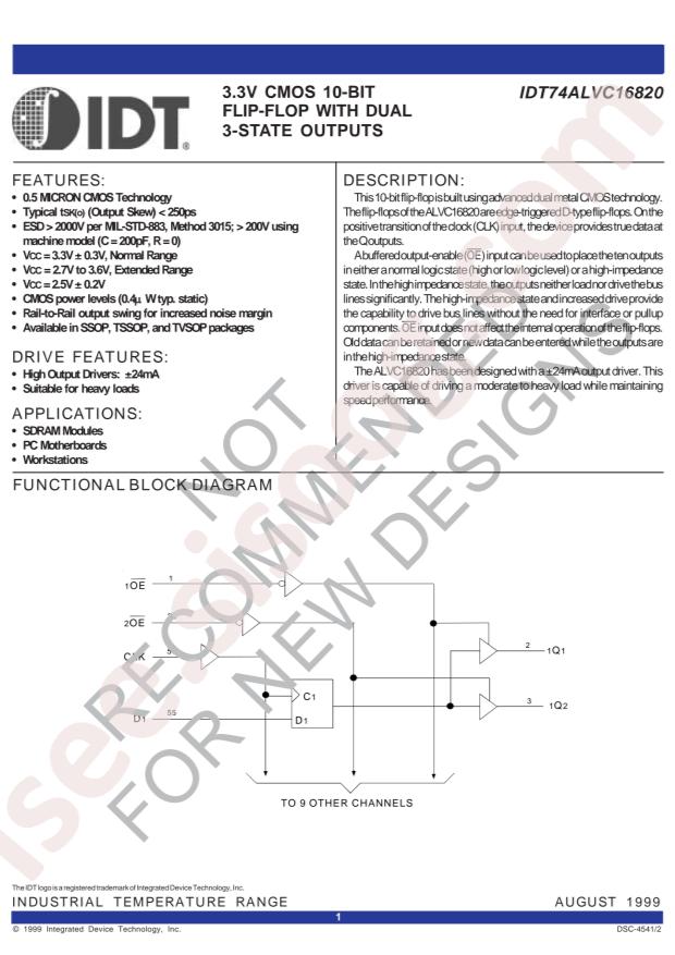 RENESAS IDT74ALVC16820APF