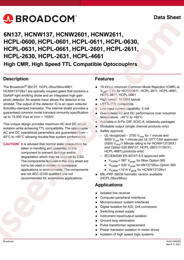 Broadcom 6N137#500