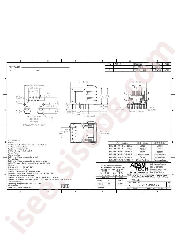 ADAM TECH MTJ-88TX1-FSD-PG-LP