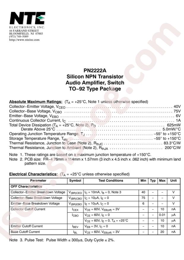 NTE Electronics PN2222A
