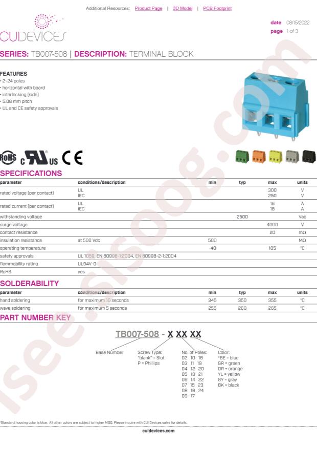 CUI TB007-508-11BE